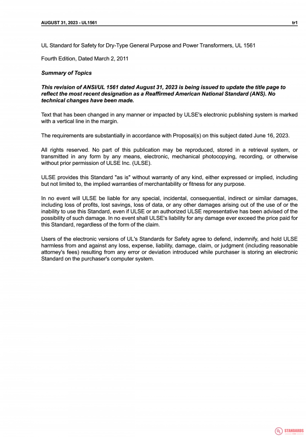 UL 1561 PDF UL 1561 PDF